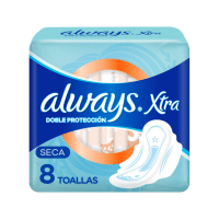 ALWAYS XTRA DOBLE PROTECCION TOALLAS SECA X8U